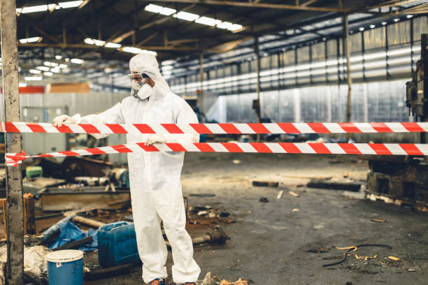 Professional Sewage Cleanup technician working in Stamford, TX